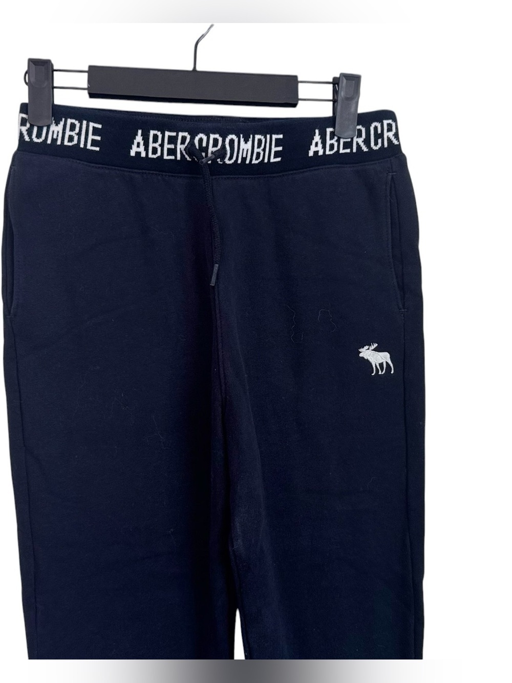 Abercrombie Kids Boys black / white Essential Fleece Joggers Size 13/14 - Picture 3 of 6